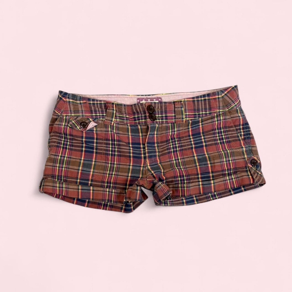 Vintage y2k American Eagle multicolour plaid low rise mini shorts